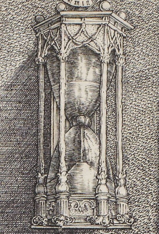 Detail of the hourglass and tools from Dürer's Melencolia I